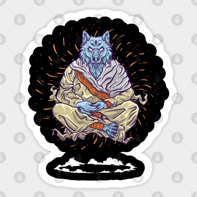 Meditating Monk Sticker by Printroof